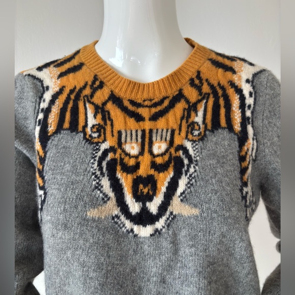 Vintage Gucci Tiger Wool Sweater – Made in Italy Grey Knit Pullover - Picture 4 of 7